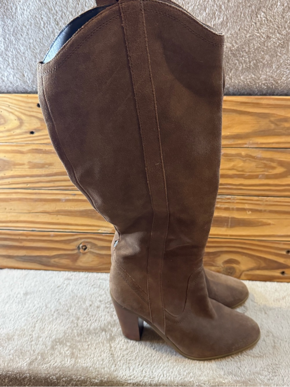 Kenneth Cole Brown Suede Knee-High Heeled Boots